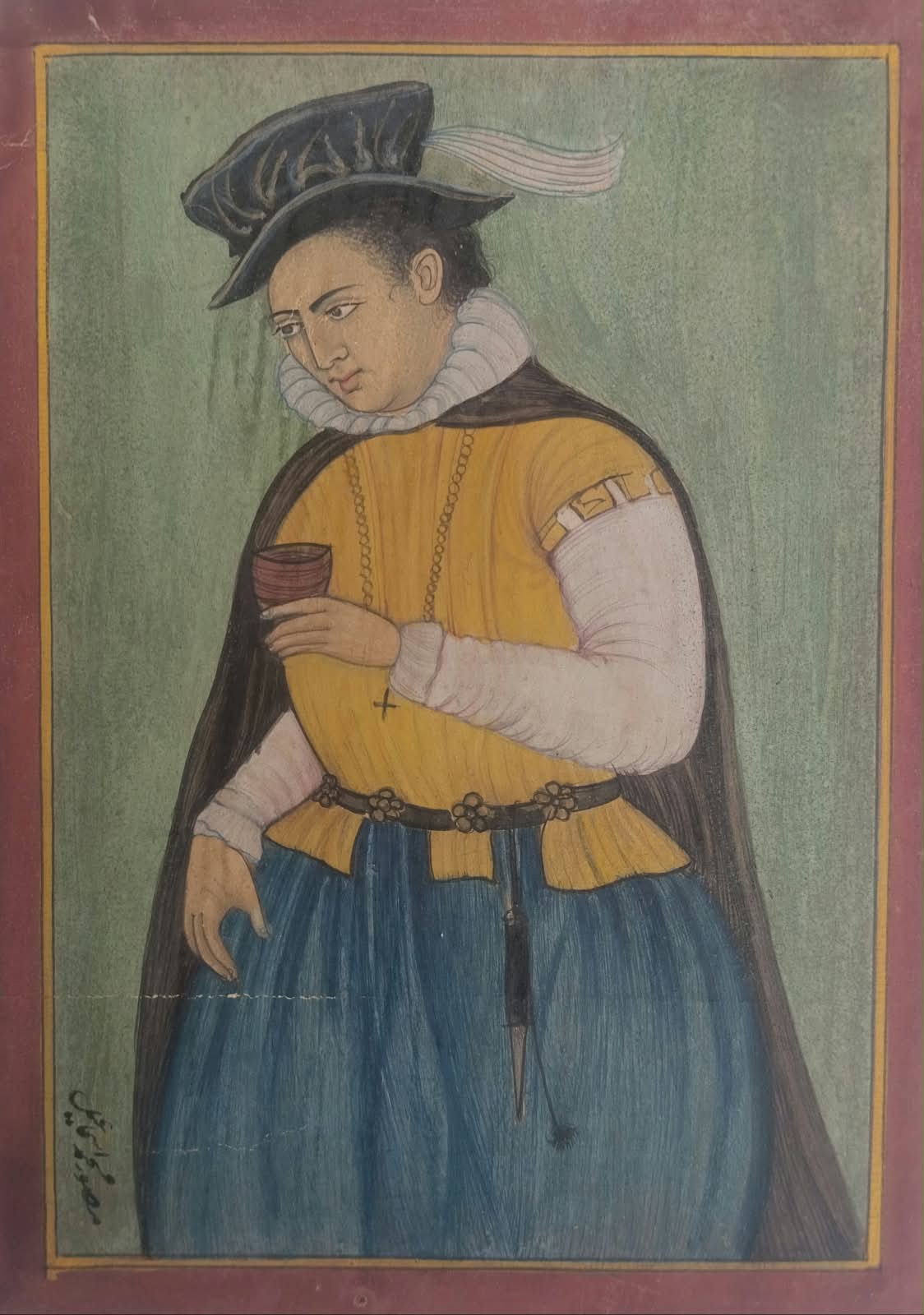 Mughal miniature painting of a Portuguese person
